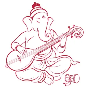 Ganapati demonstrating Vīṇā and Ḍamaru