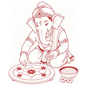 Ganapati demonstrating Rangoli