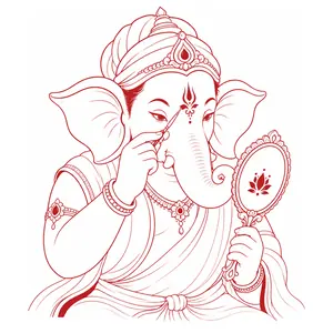 Ganapati demonstrating Forehead Ornament Cutting