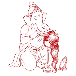 Ganapati demonstrating Hairdressing