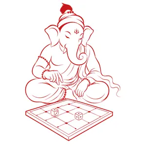 Ganapati demonstrating Board and Dice Games